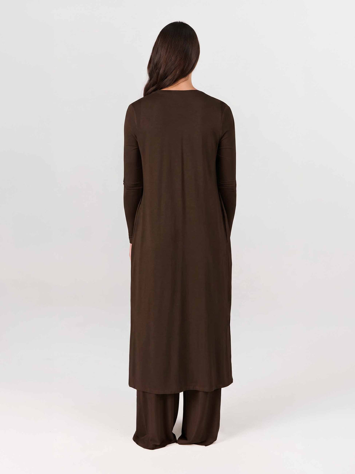 Modal Longline Cardigan - Coffee Bean