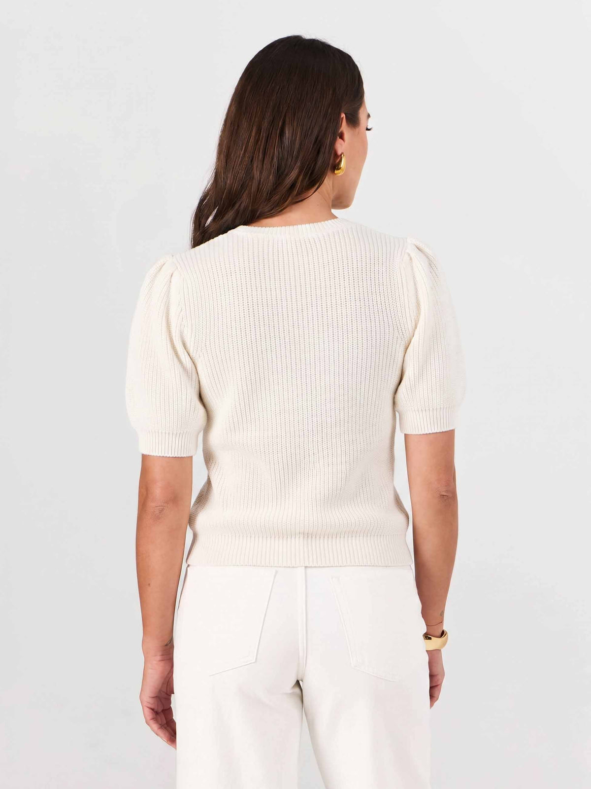 Claire Cotton Knit Top - Soft White