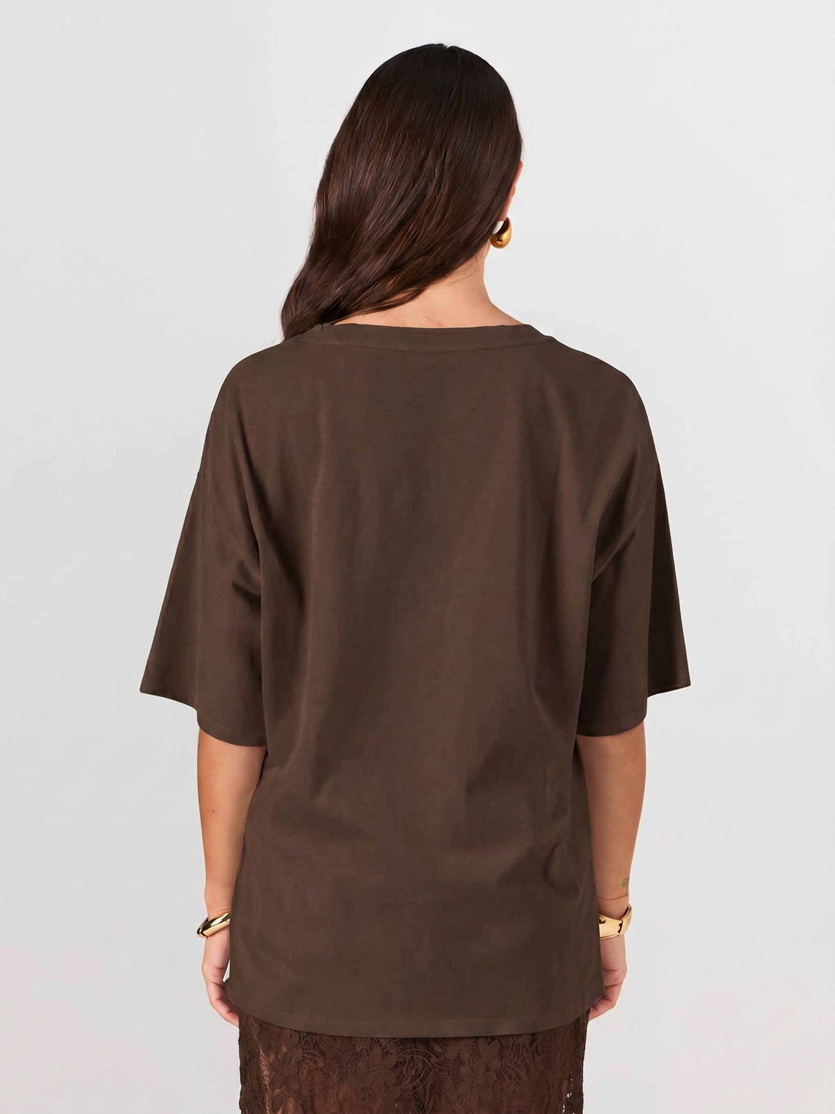 Oversized Pima Cotton Tee - Coffee Bean