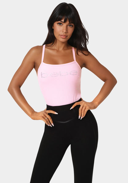 Bebe Logo Racer Back Rib Tank