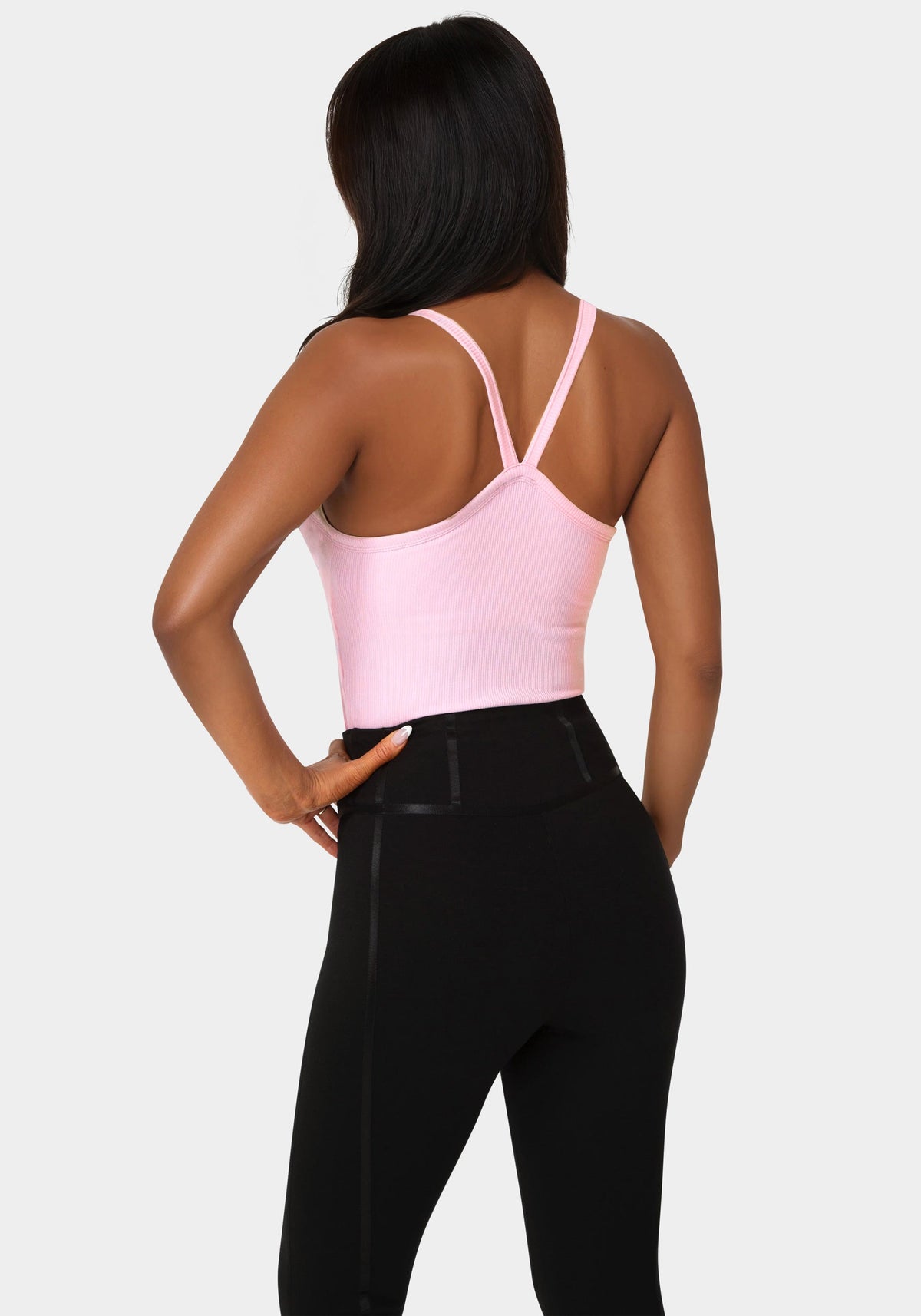 Bebe Logo Racer Back Rib Tank