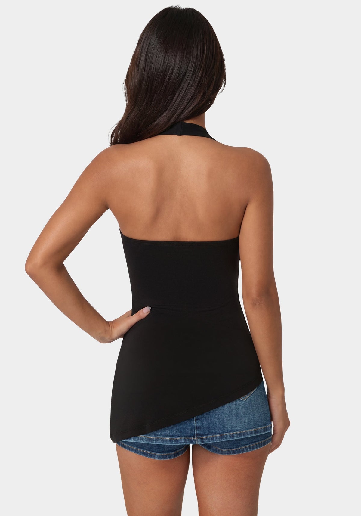 Gathered Tunic Halter Neck Knit Top