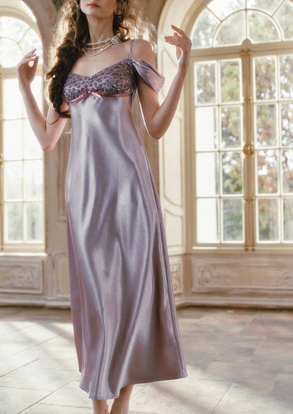 Glazed Purple Satin Dress
