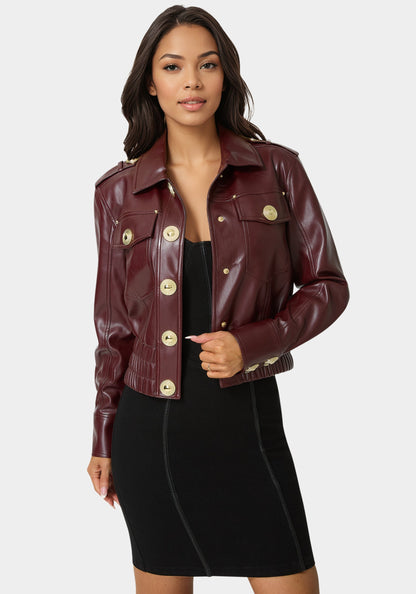 Cropped Vegan Leather Jacket