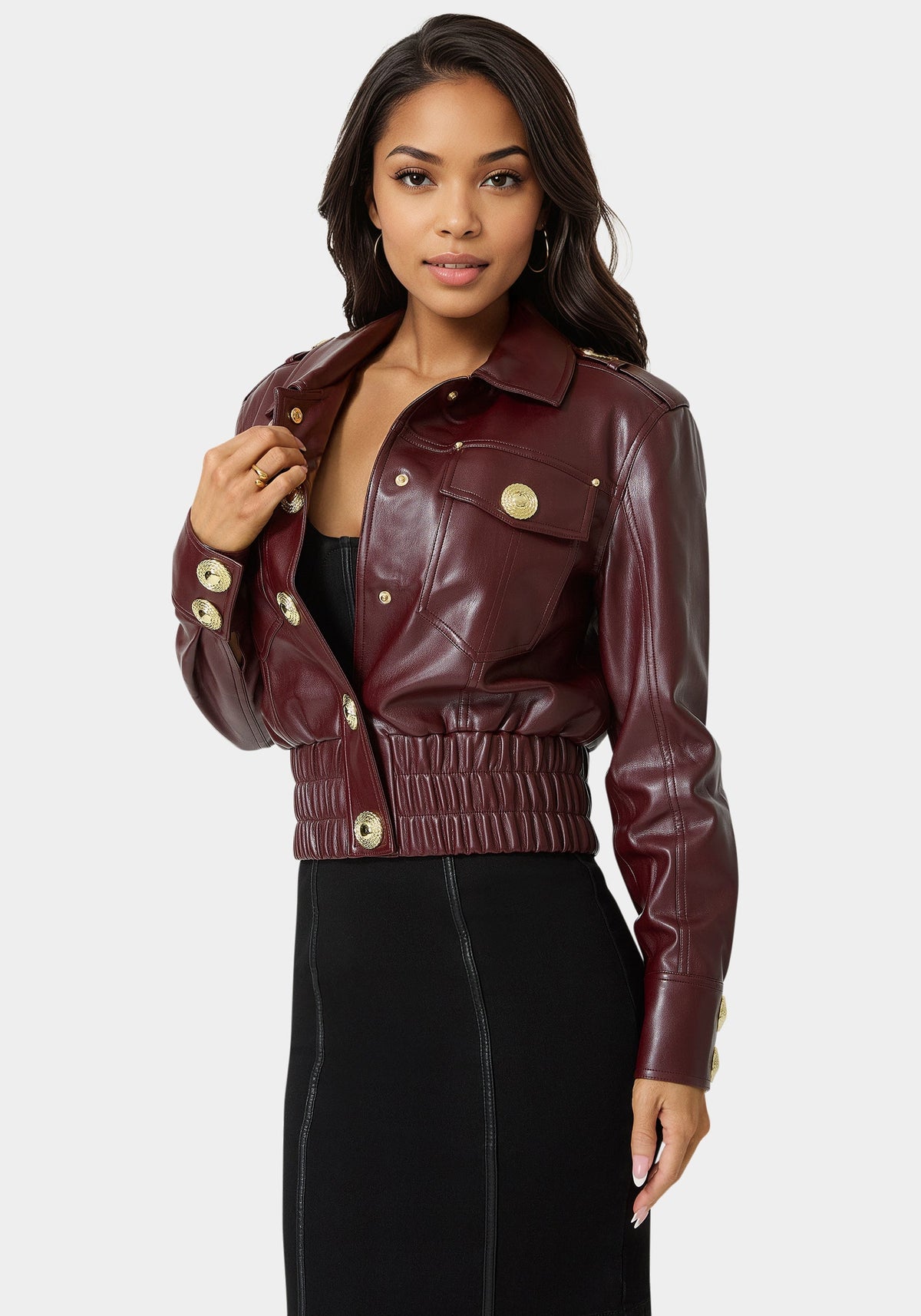 Cropped Vegan Leather Jacket