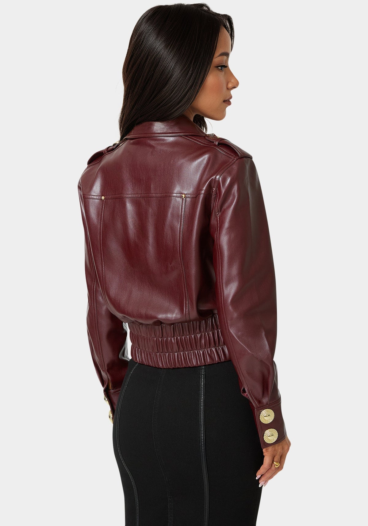 Cropped Vegan Leather Jacket