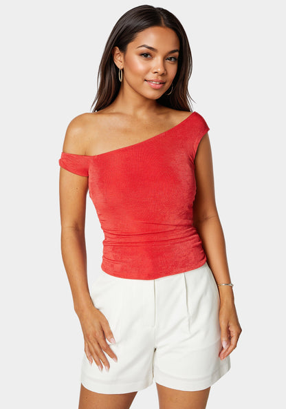 One Shoulder Ruched Knit Top
