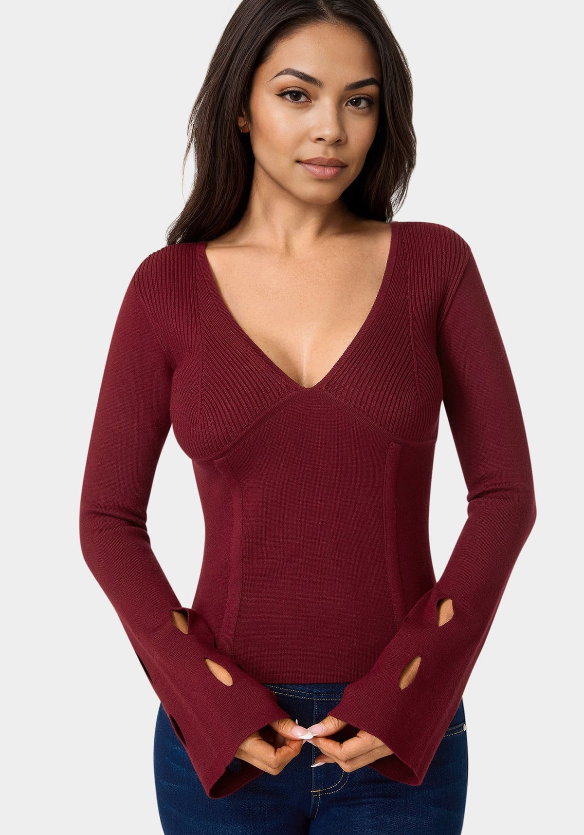 Cut Out Sleeve Detail Sweater