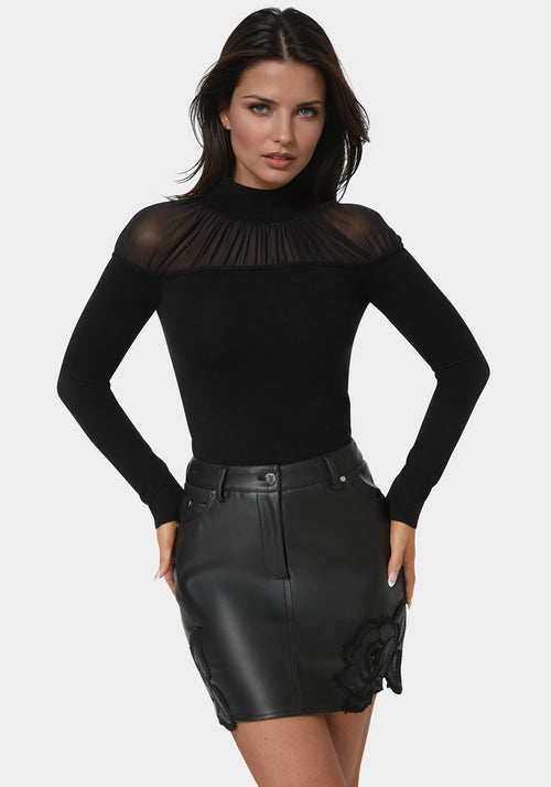 Mesh Insert Long Sleeve Sweater