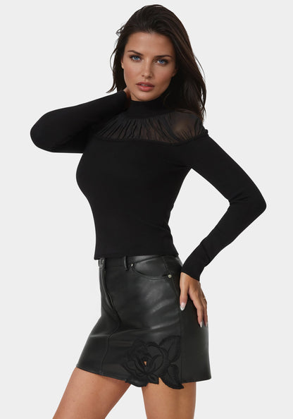 Mesh Insert Long Sleeve Sweater