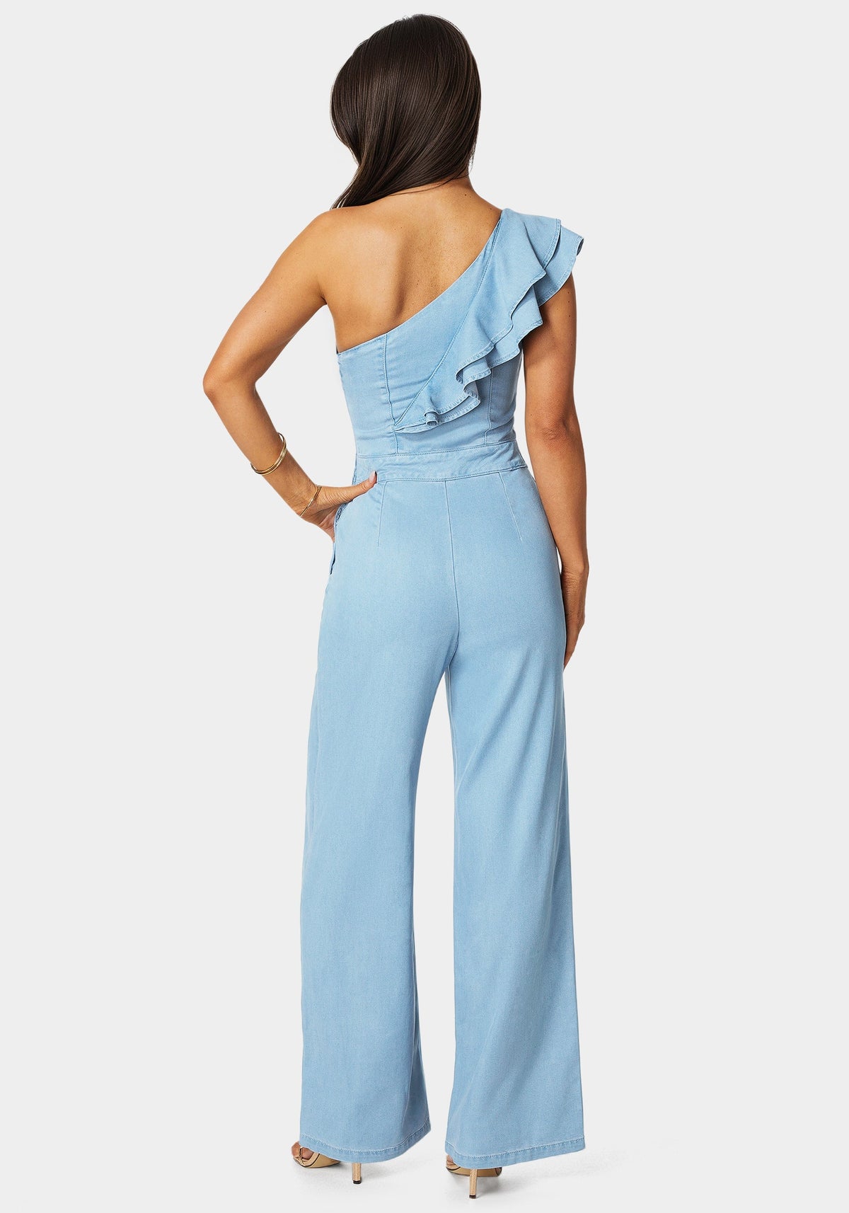 Palazzo Leg One-Shoulder Ruffle Jumpsuit