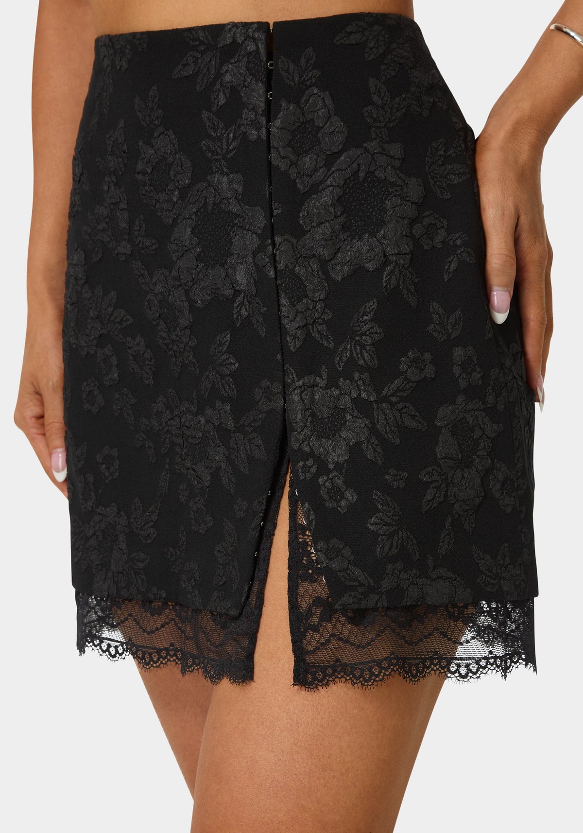 Tailored Floral Jacquard Mini Skirt
