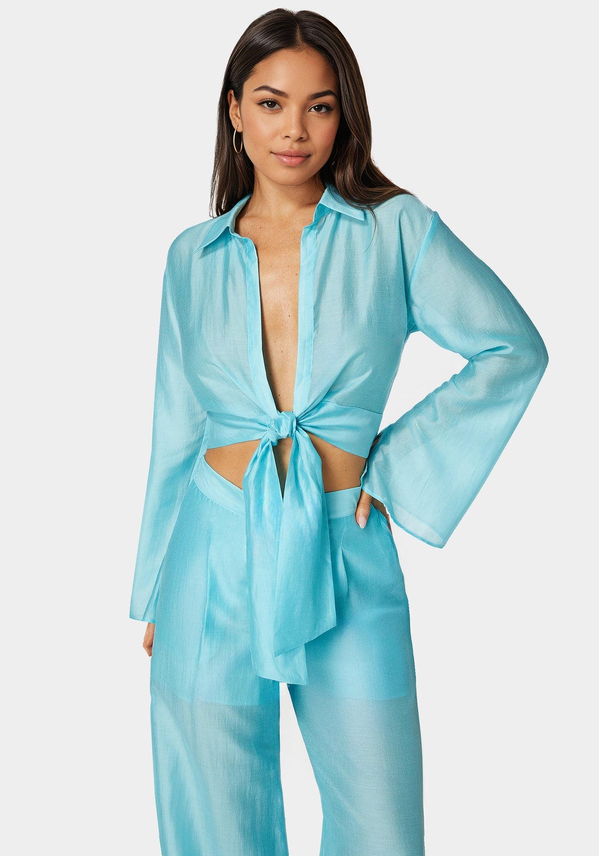 Front Tie Flowy Blouse