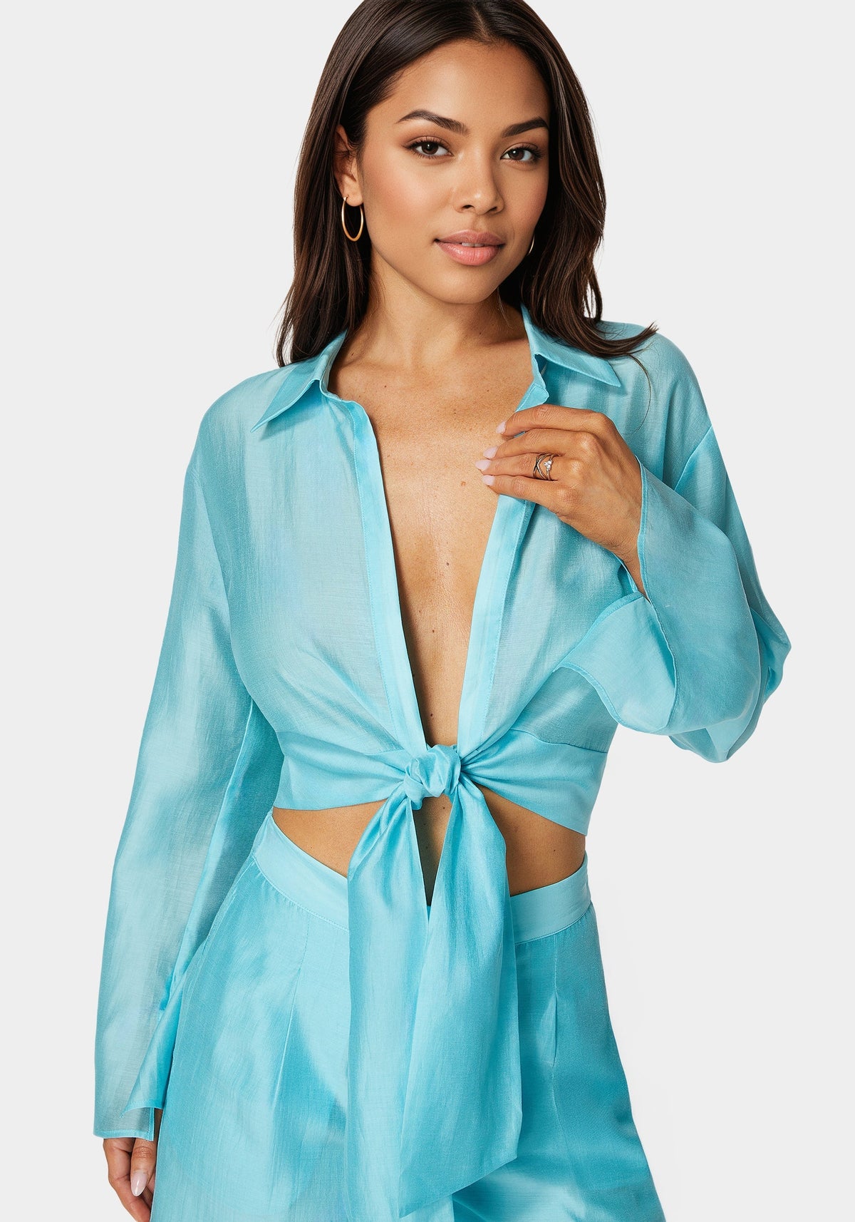 Front Tie Flowy Blouse