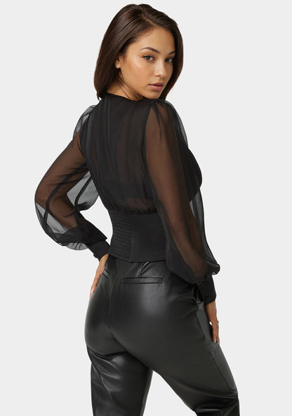 Wrap Tuxedo Look Blouse