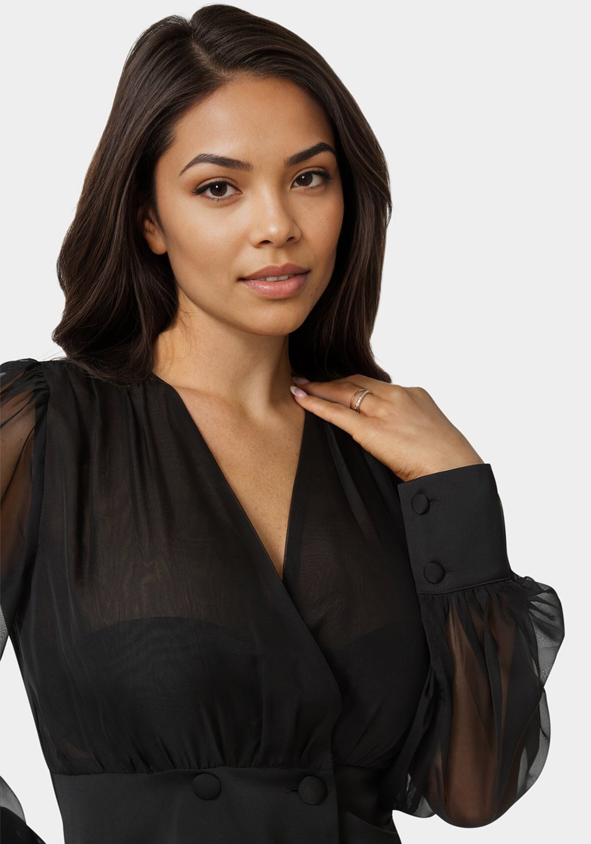Wrap Tuxedo Look Blouse