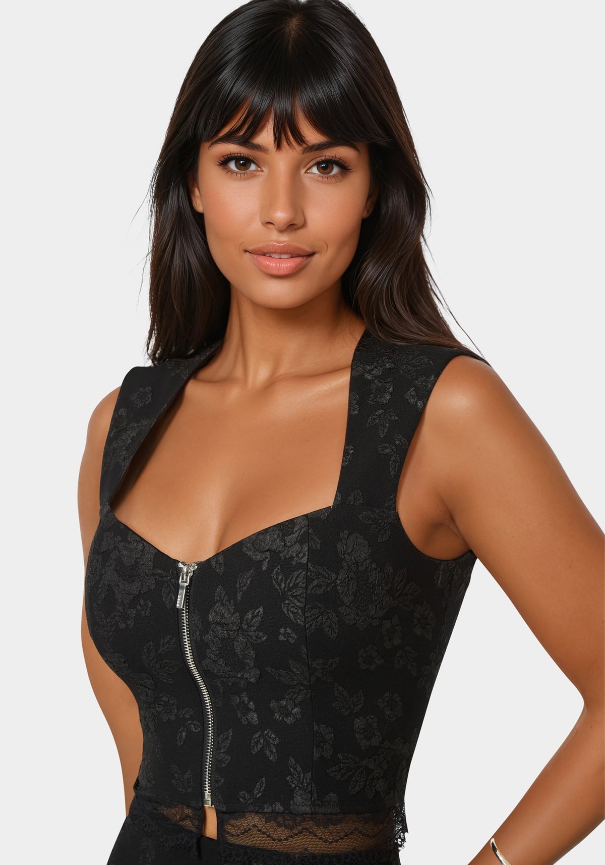 Floral Jacquard Corset Top