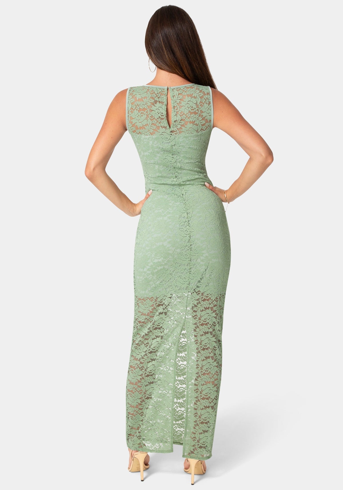 Lace Racer Sleeveless Maxi Dress