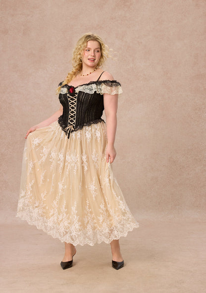 Curve&Plus Midnight Crimson Rose Corset Dress