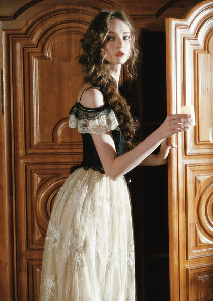 Midnight Crimson  Rose Corset Dress