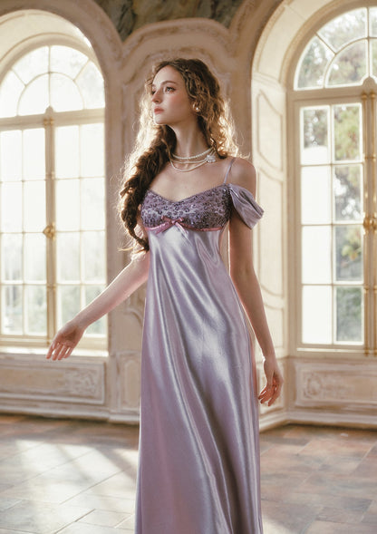 Glazed Purple Satin Dress