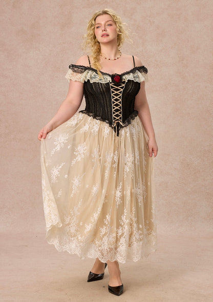 Curve&Plus Midnight Crimson Rose Corset Dress