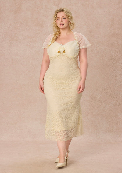 Curve&Plus Cream Letter Dress