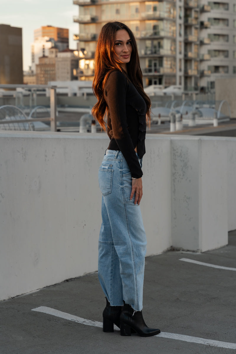 Waitlist 8/1 • Ryker High Rise Cropped Barrel Jeans Light Wash