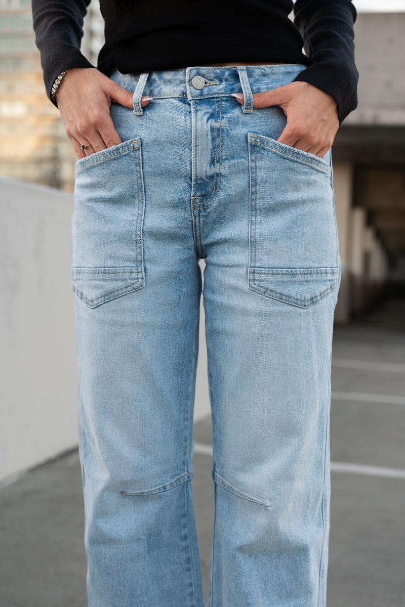 Waitlist 8/1 • Ryker High Rise Cropped Barrel Jeans Light Wash
