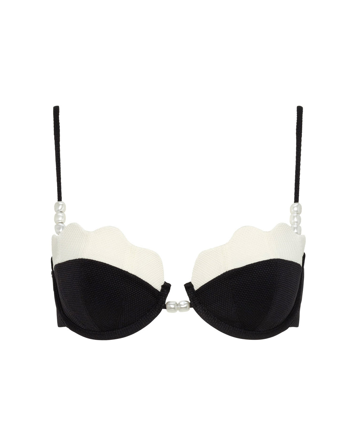 Sunrise Shell Bikini Top - Black-Cream