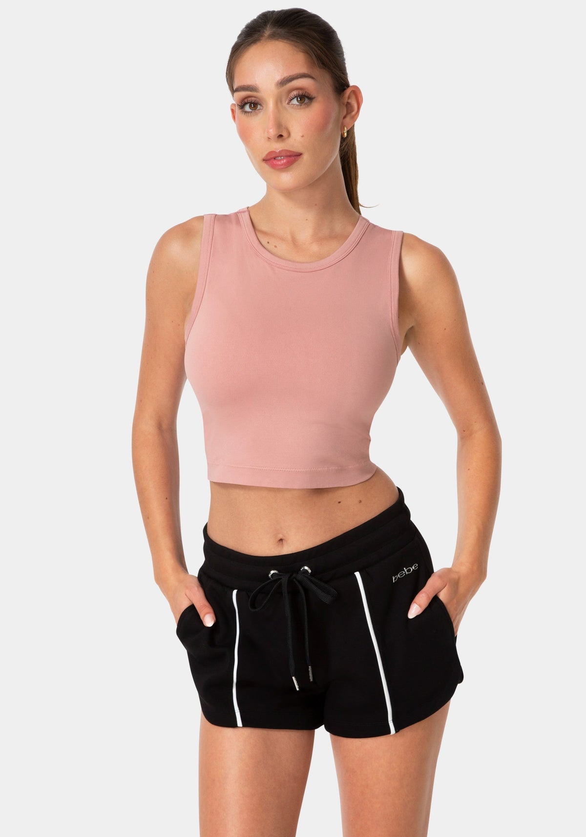 Double Front Seamless Cropped Tank With Foil Logo