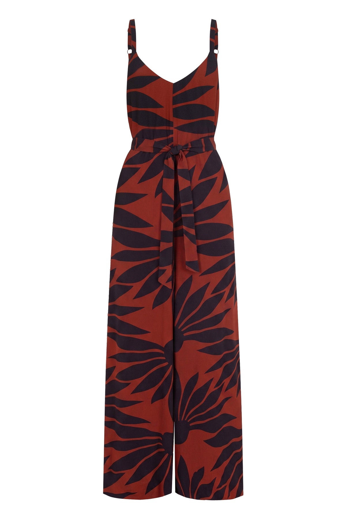 Delilah Jumpsuit In Chocolate Strawflower