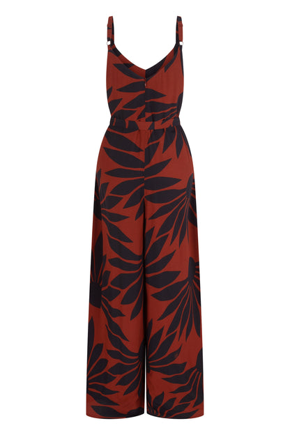 Delilah Jumpsuit In Chocolate Strawflower