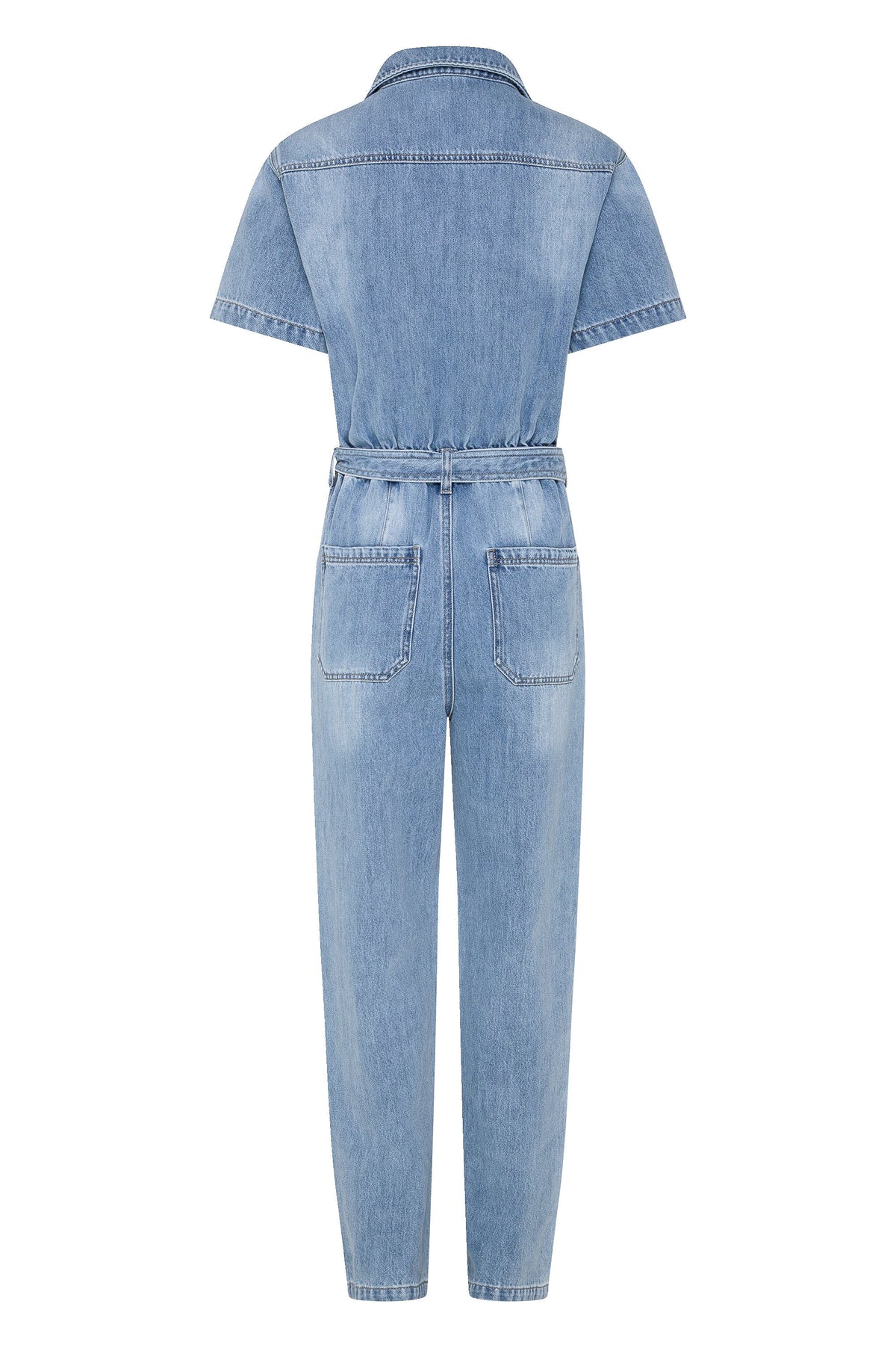 Denim Boiler Suit In Dusty Blue