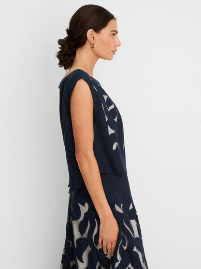 Gold Label Antibes Linen Cut Out Top