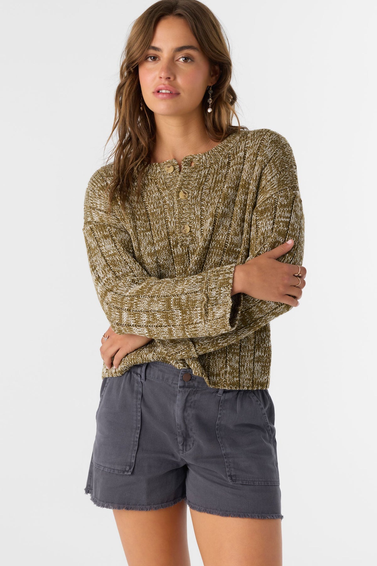 Oceanfront Henley Long Sleeve Sweater