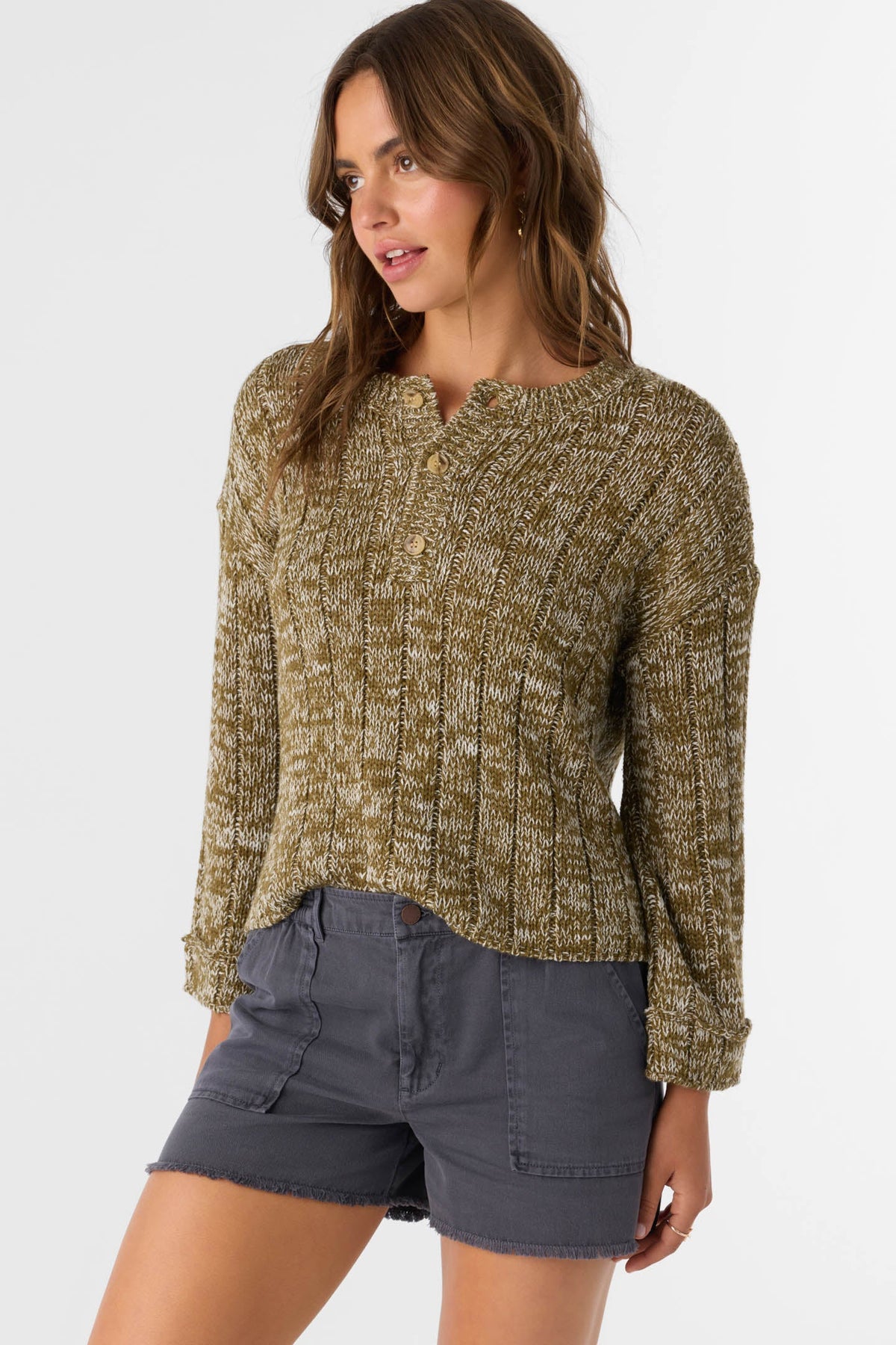 Oceanfront Henley Long Sleeve Sweater