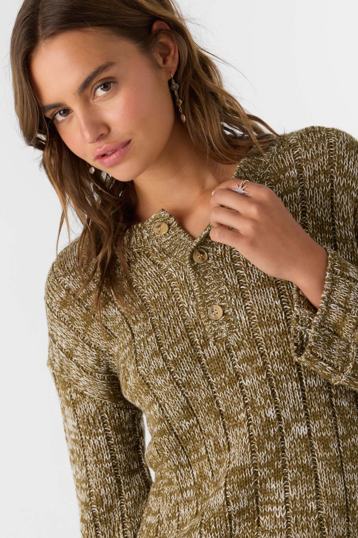 Oceanfront Henley Long Sleeve Sweater