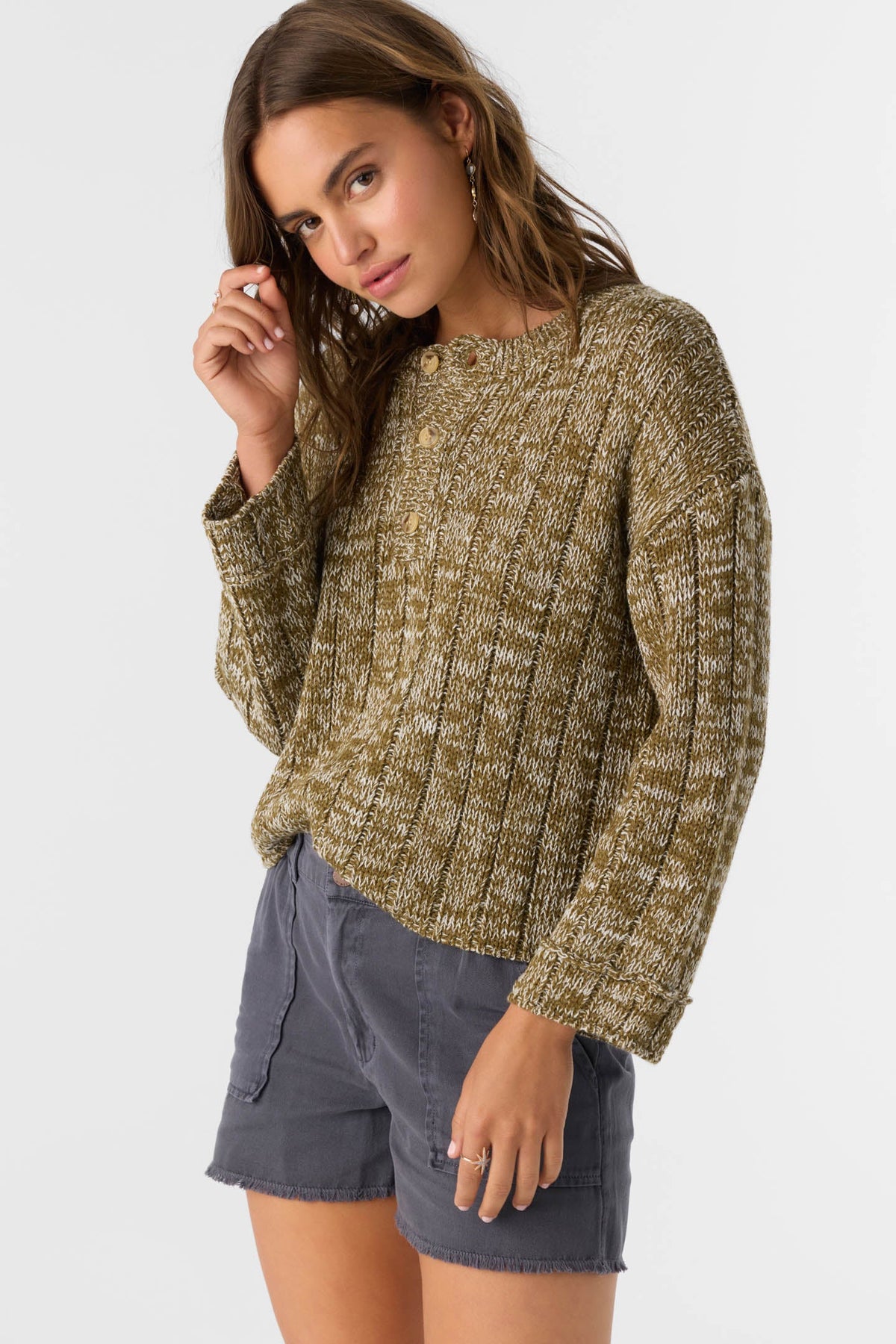 Oceanfront Henley Long Sleeve Sweater