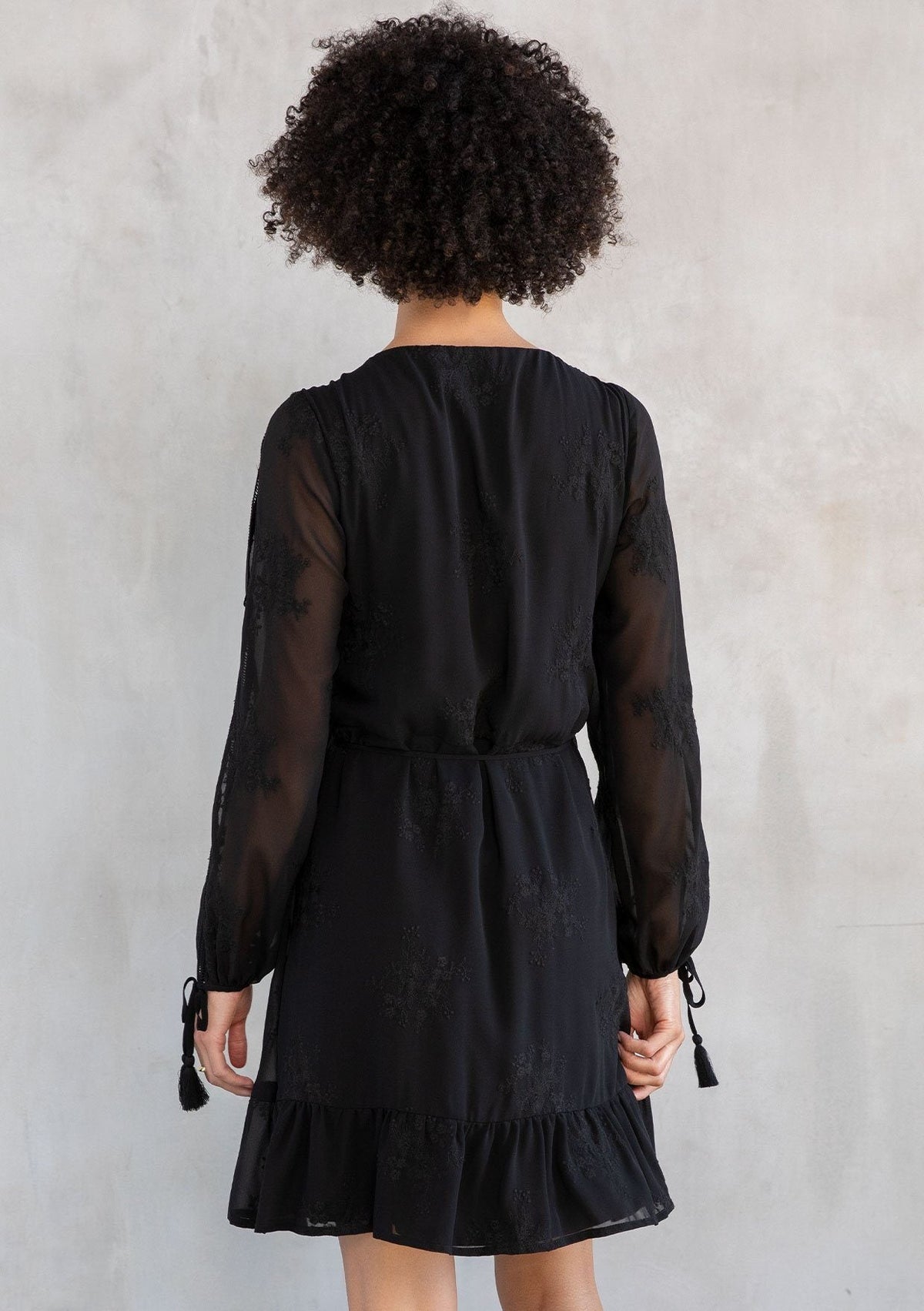 Lucille Embroidered Chiffon Wrap Dress