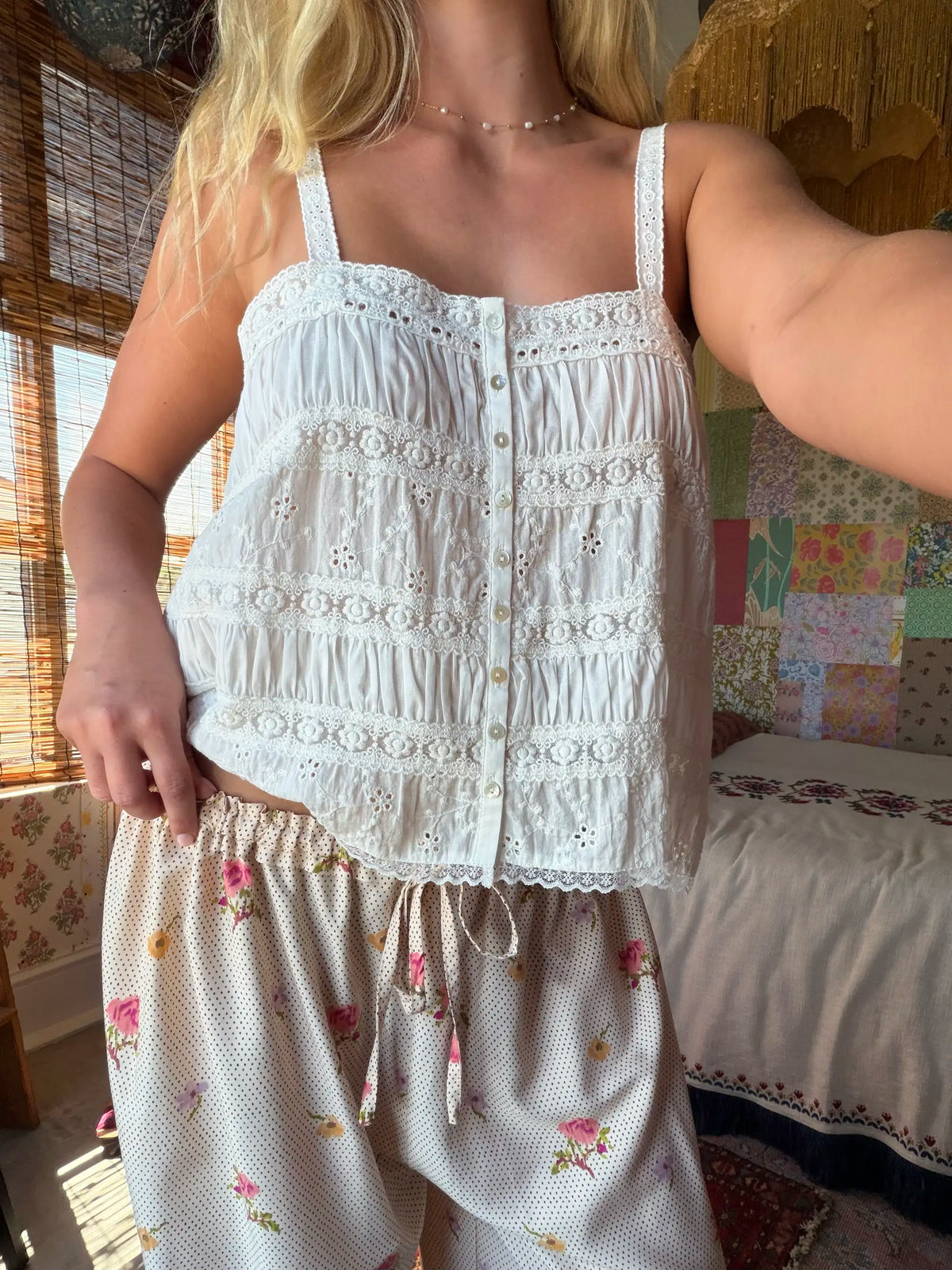 Elsa Cotton Lace Top - White