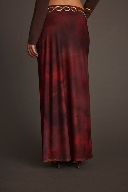 Julia Mulberry Blur Mesh Maxi Skirt