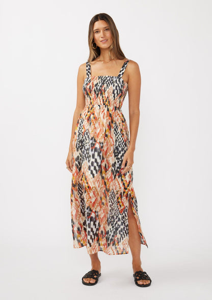 Arizona Sky Smocked Midi Dress