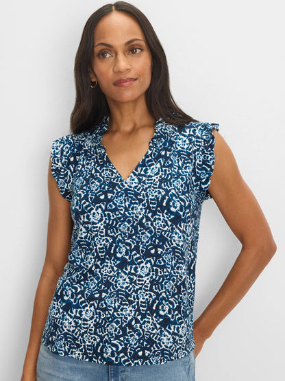 Shibori Lilies Soft Sleeve Knit Top