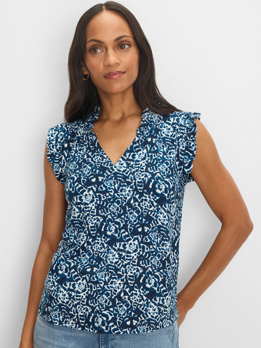 Shibori Lilies Soft Sleeve Knit Top