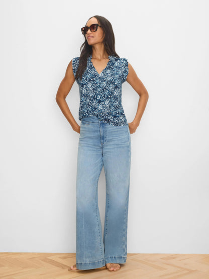 Shibori Lilies Soft Sleeve Knit Top