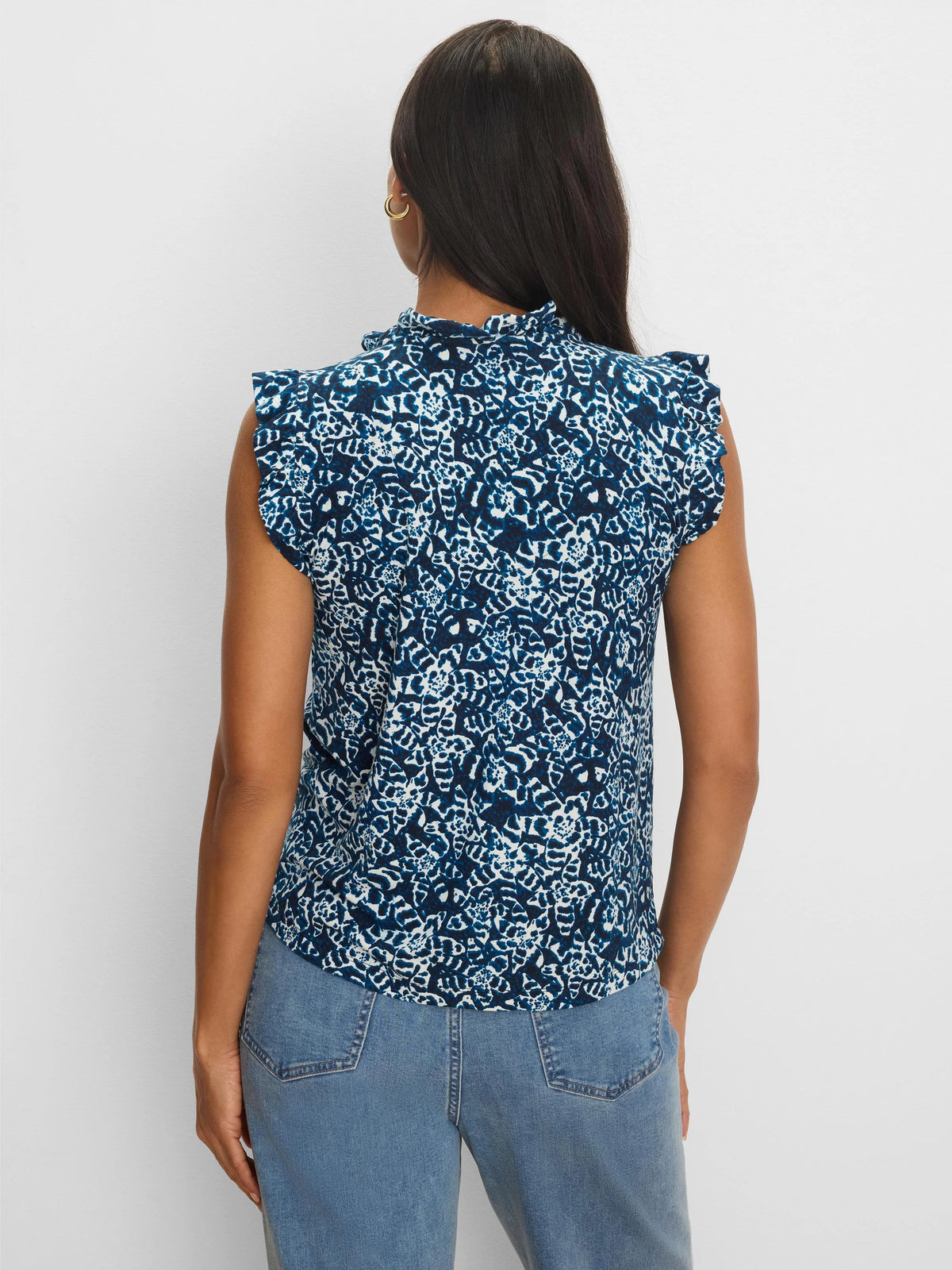 Shibori Lilies Soft Sleeve Knit Top