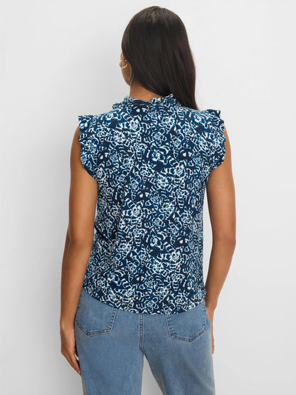 Shibori Lilies Soft Sleeve Knit Top
