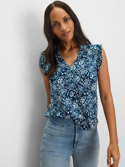 Shibori Lilies Soft Sleeve Knit Top