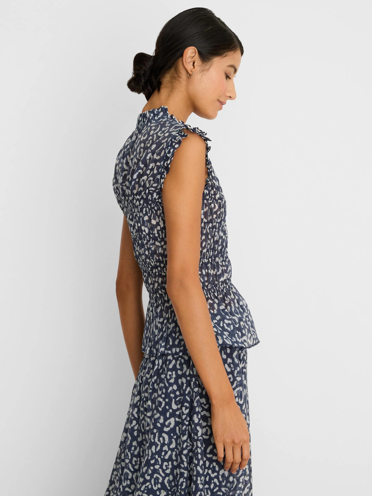 Leopard Sketch Smocked Top